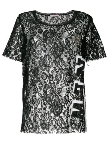 Femme By Michele Rossi Lace T-shirt - Black