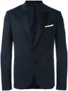 Neil Barrett Tonal Pattern Blazer, Men's, Size: 52, Blue, Virgin Wool/spandex/elastane/polyester