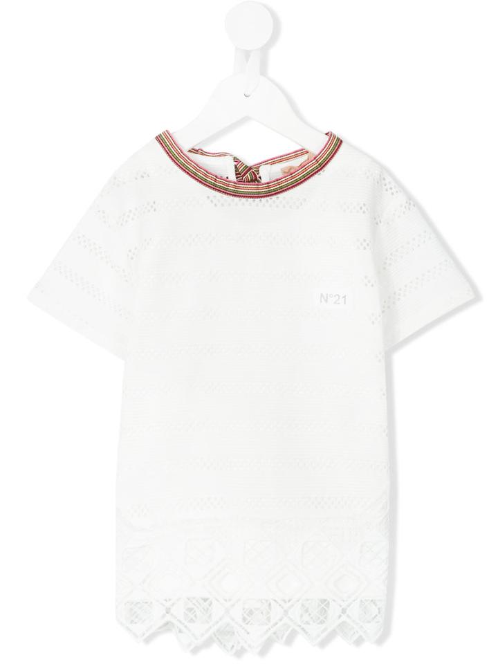 No21 Kids - Lace Blouse - Kids - Cotton/polyester/spandex/elastane - 6 Yrs, White