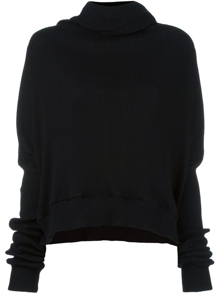 Unravel Shawl Collar Ribbed Jumper, Women's, Size: Xs, Black, Cotton/cashmere