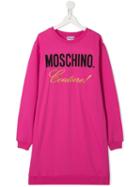 Moschino Kids Teen Logo Sweatshirt Dress - Pink