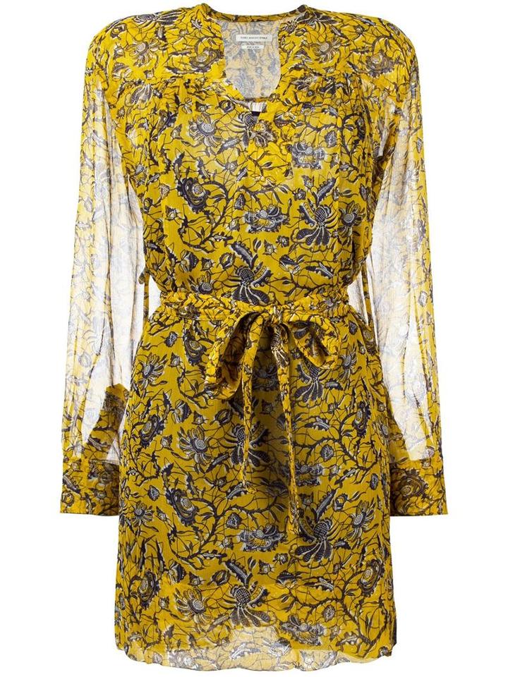Isabel Marant Étoile Printed Wrap Dress, Women's, Size: 36, Yellow/orange, Silk/viscose