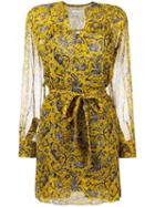 Isabel Marant Étoile Printed Wrap Dress, Women's, Size: 36, Yellow/orange, Silk/viscose