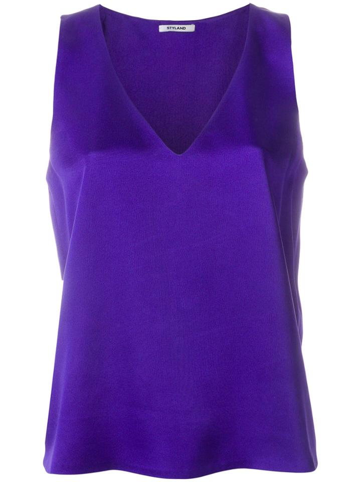 Styland Sleeveless Design Blouse - Pink & Purple