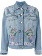 Alexander Mcqueen Embroidered Jacket, Women's, Size: 40, Blue, Cotton/plastic/glass