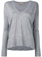 Cruciani - Slit Sides V-neck Jumper - Women - Silk/cashmere - 42, Women's, Grey, Silk/cashmere