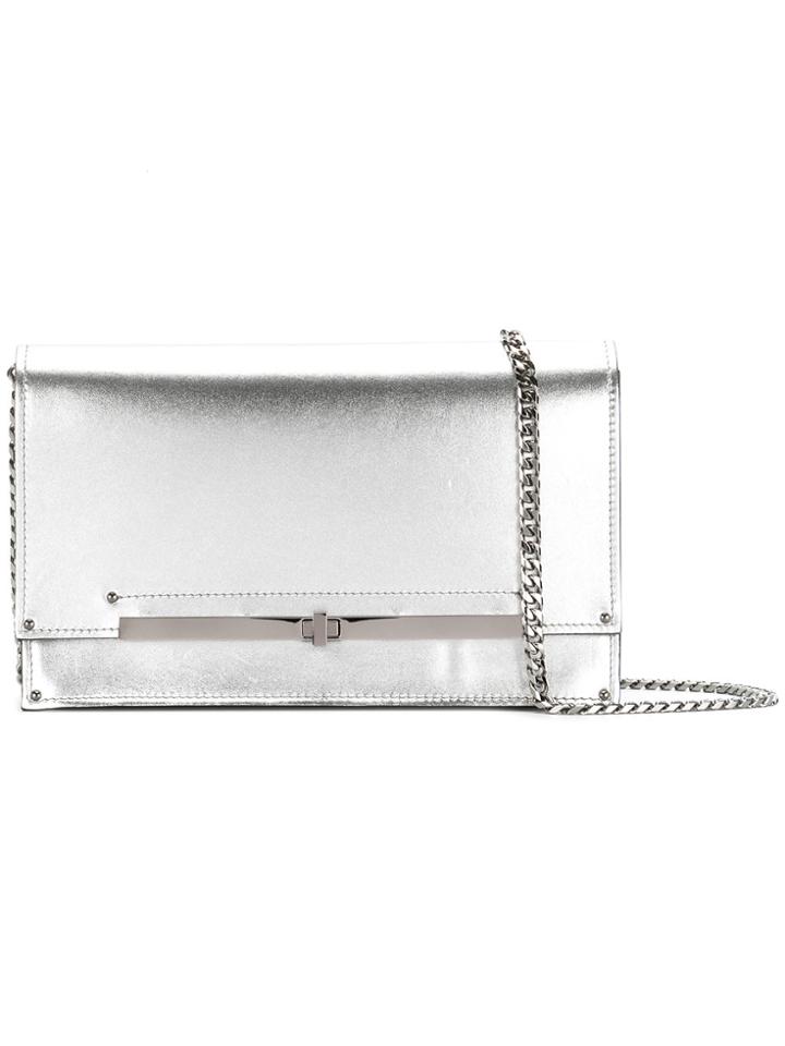 Casadei Metallic Twist-lock Clutch Bag - Grey
