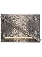 Christian Siriano Snakeskin Effect Clutch, Women's, Black, Pvc