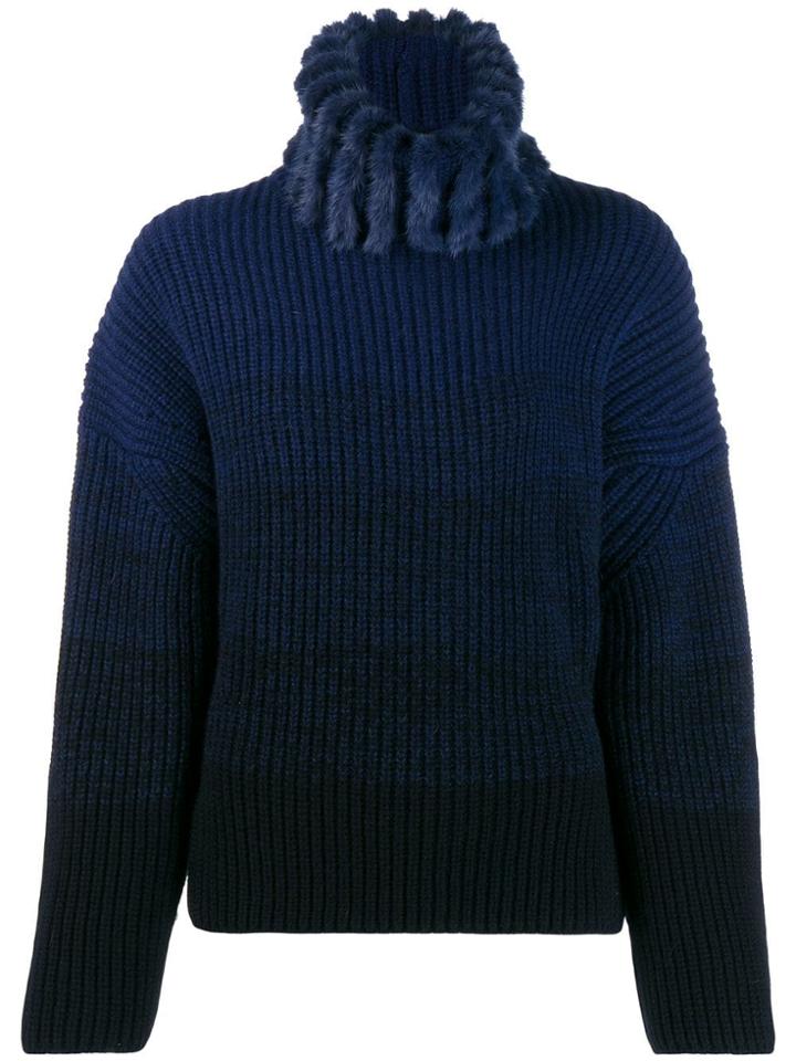 Fendi Ombre Knit Turtleneck Jumper - Blue
