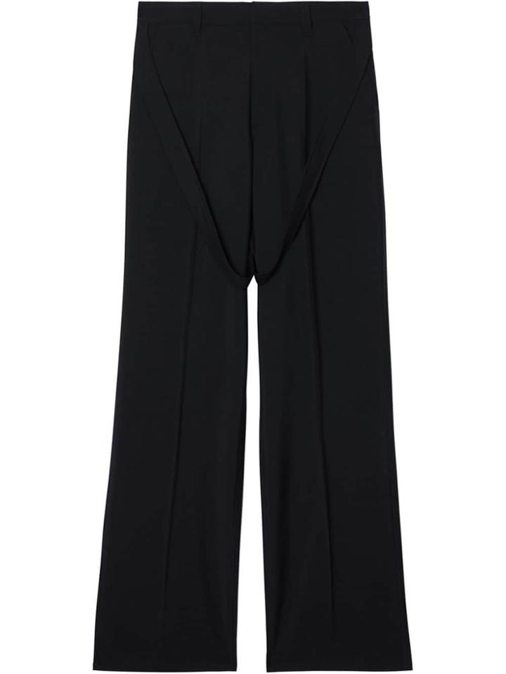 Burberry Strap Detail Wool Mohair Tailored Trousers - Black