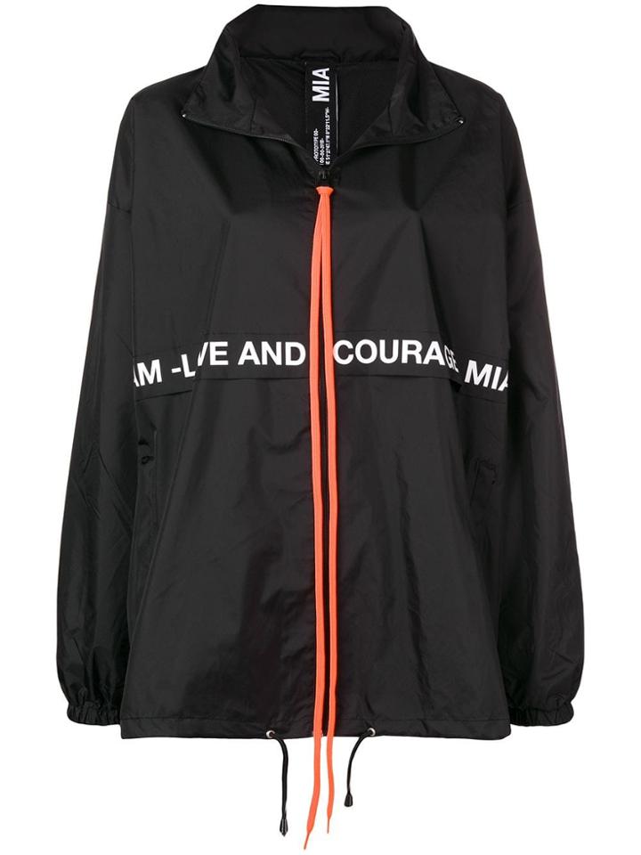 Mia-iam Slogan Print Jacket - Black