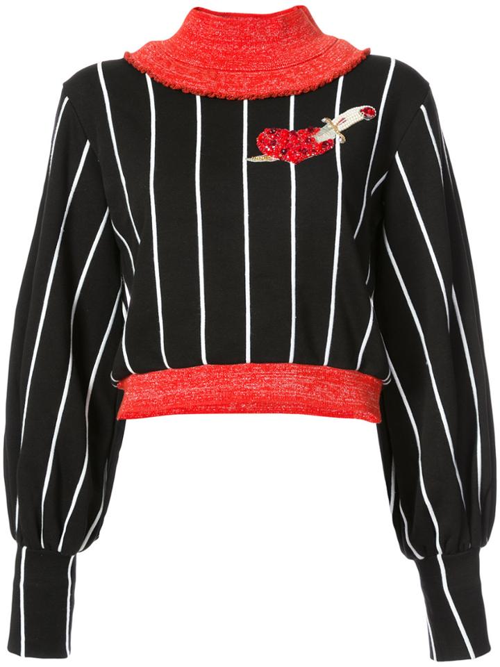 Dilara Findikoglu Heart And Dagger Cropped Sweatshirt - Black