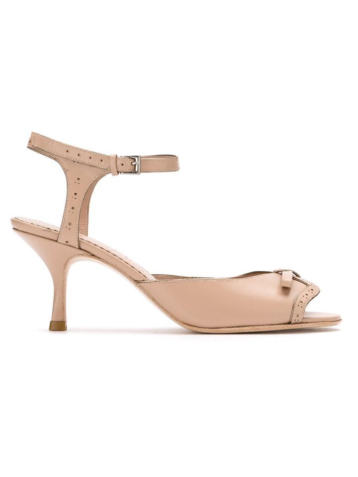 Sarah Chofakian Peep Toe Sandals - Nude & Neutrals