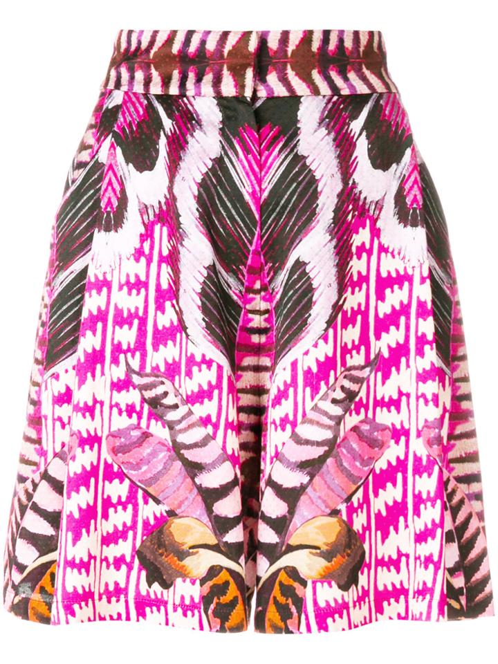 Temperley London Garden Leaf Printed Shorts - Pink & Purple