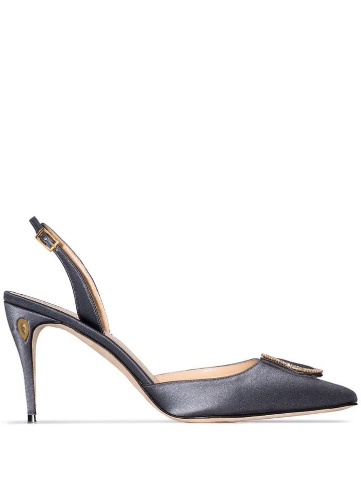Jennifer Chamandi Vittorio 85mm Slingback Pumps - Grey