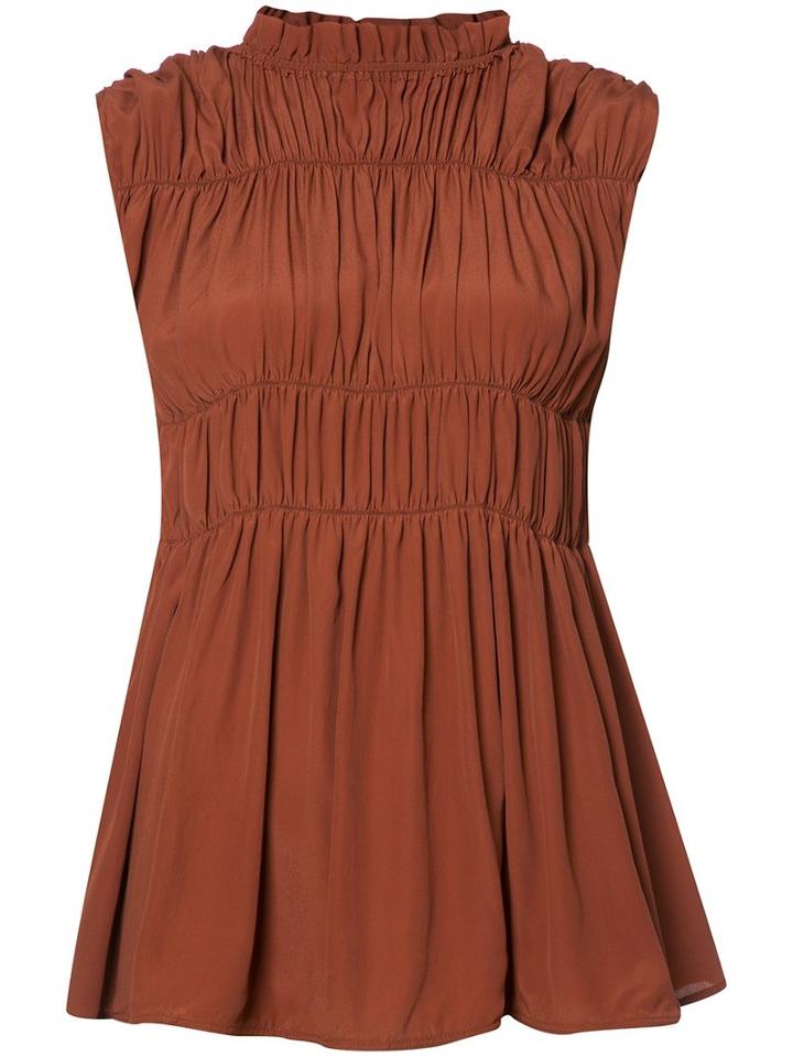 Marni Gathered Sleeveless Blouse, Women's, Size: 42, Yellow/orange, Acetate/silk