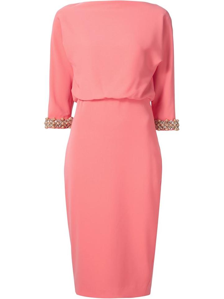Badgley Mischka Embellished Sleeve Detail Dress