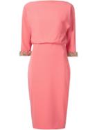Badgley Mischka Embellished Sleeve Detail Dress