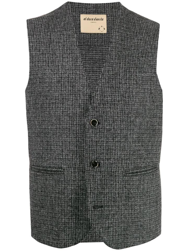 Al Duca D'aosta 1902 Houndstooth Tweed Waistcoat - Grey