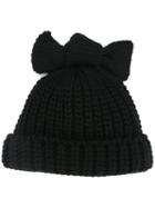 Federica Moretti 'knitted Bow' Beanie, Women's, Black, Acrylic/virgin Wool