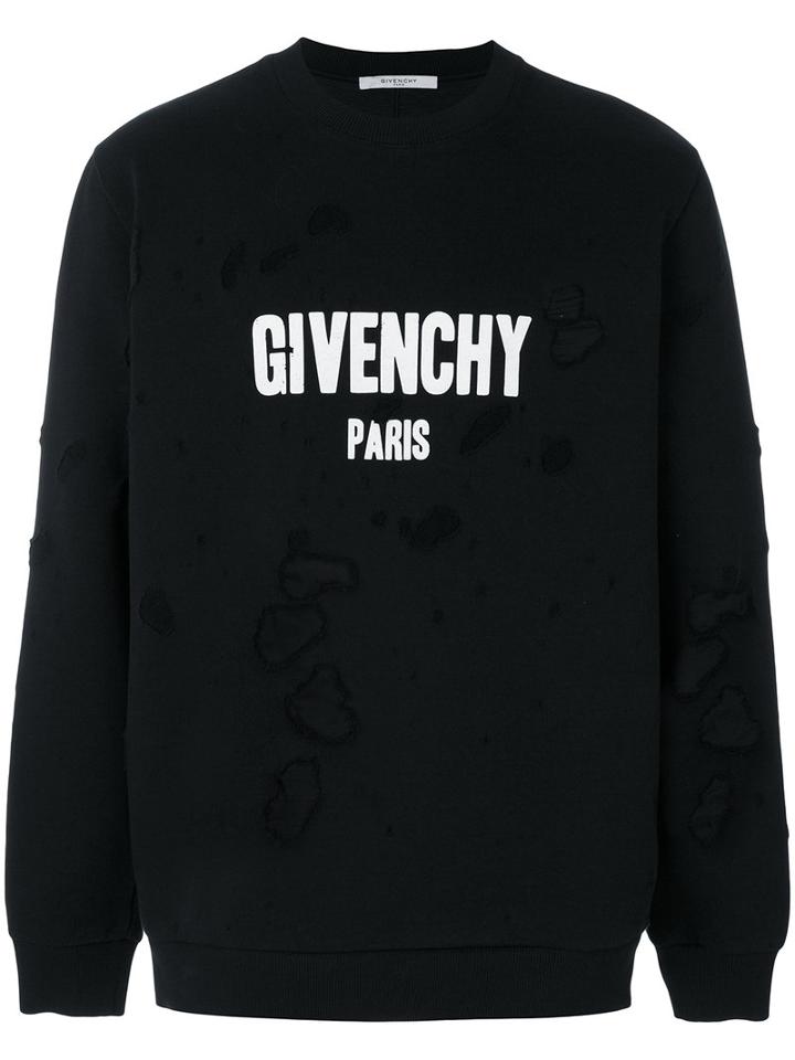 Givenchy - Distressed Logo Print Sweatshirt - Men - Cotton/polyester - Xl, Black, Cotton/polyester
