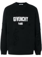 Givenchy - Distressed Logo Print Sweatshirt - Men - Cotton/polyester - Xl, Black, Cotton/polyester