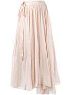 Forte Forte Gathered Midi Skirt, Women's, Size: I, Nude/neutrals, Cotton/silk