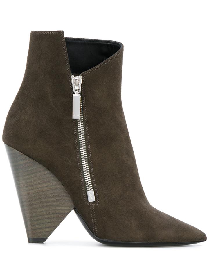 Saint Laurent Niki 85 Asymmetric Boots - Green
