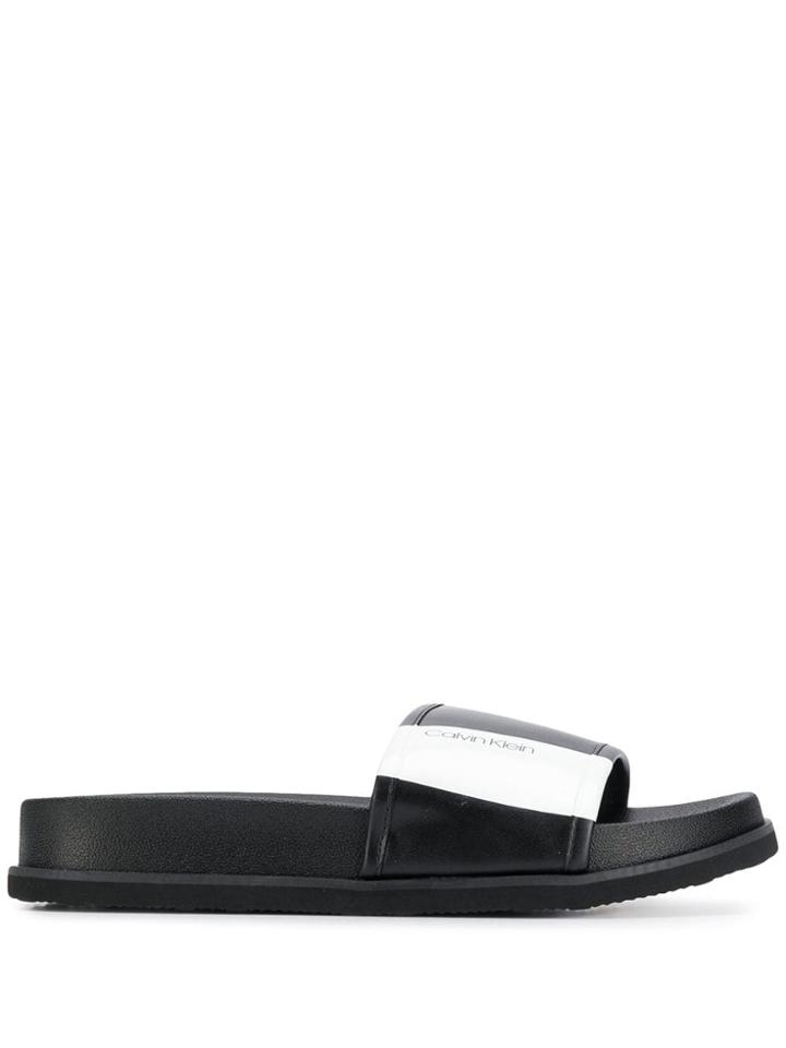 Calvin Klein Logo Panel Slides - Black