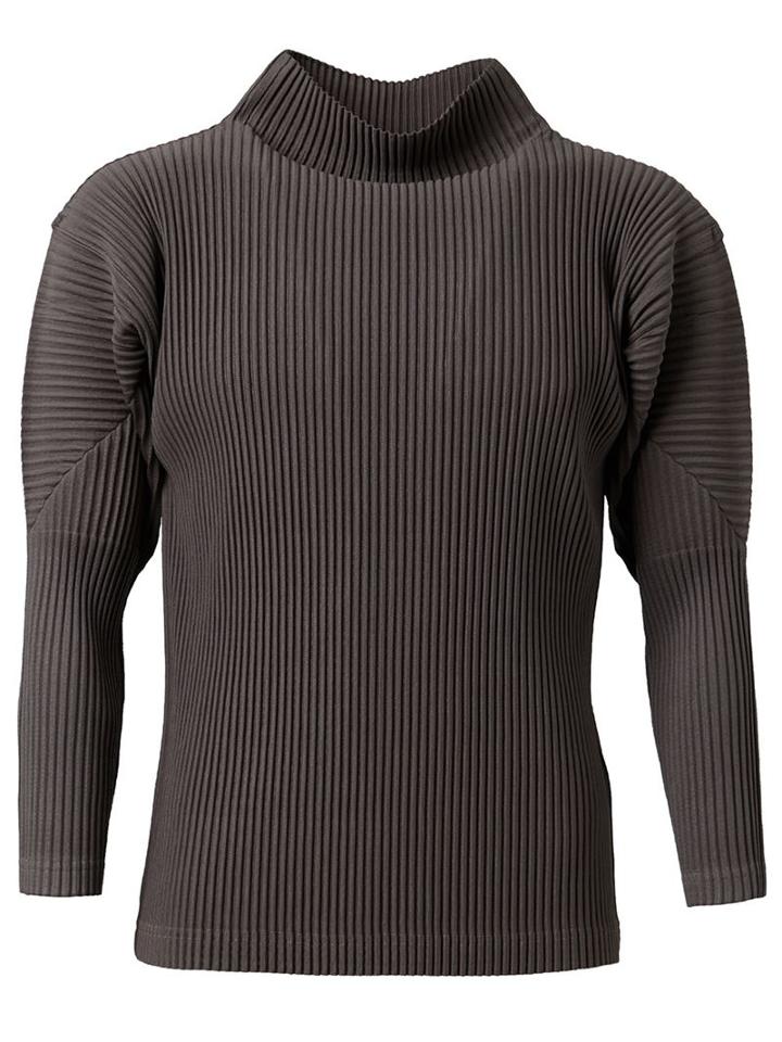 Issey Miyake Funnel Neck Pleated Sweater