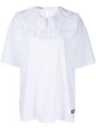 Miu Miu Poplin And Lace Collar T-shirt - White