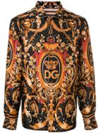 Dolce & Gabbana Baroque Logo Print Shirt - Black