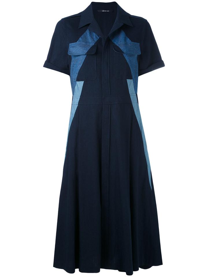 Neil Barrett - Panelled Denim Dress - Women - Cotton - 42, Blue, Cotton