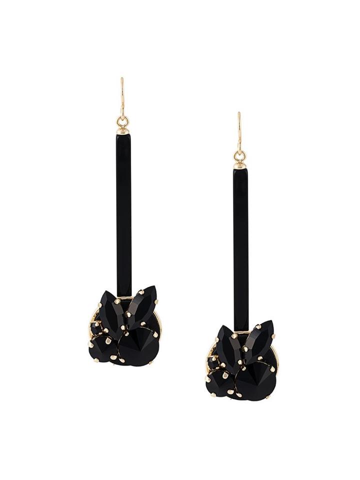 Marni Crystal Pendant Earrings, Women's, Black, Metal Other/glass