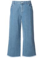 Sandy Liang Wide Leg Raw Edge Jeans - Blue