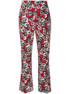 Marni - Poetry Flower Cropped Trousers - Women - Cotton/linen/flax - 44, Red, Cotton/linen/flax