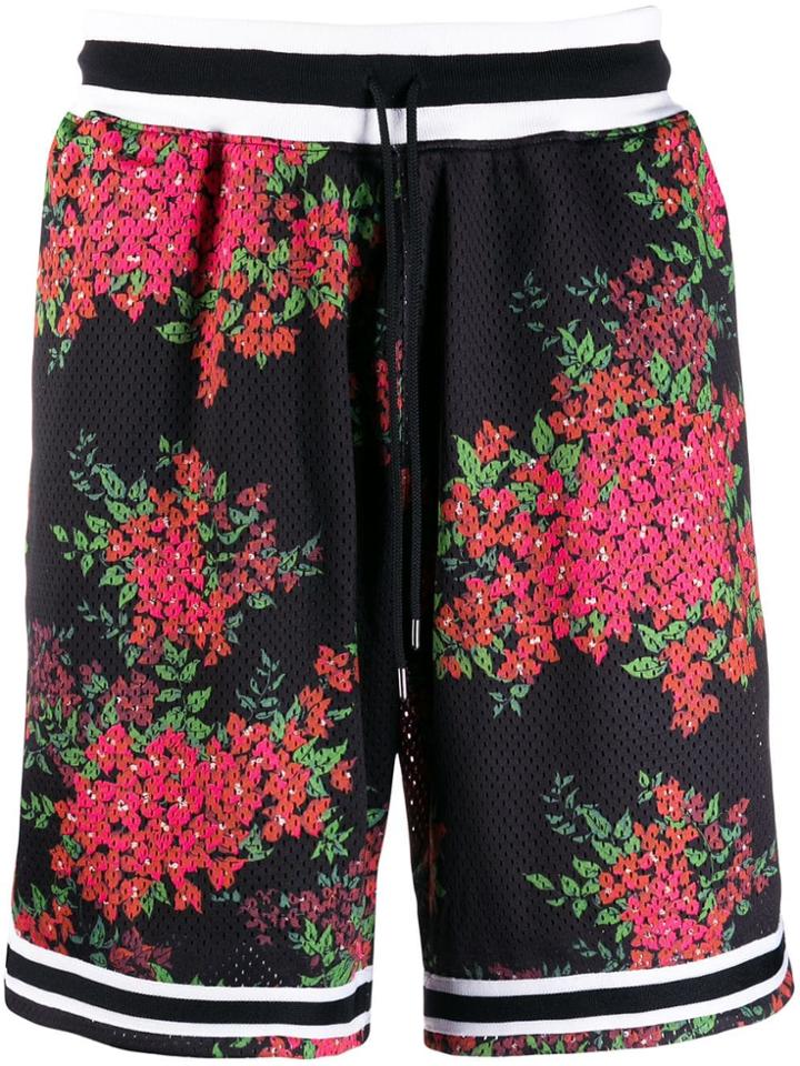 John Elliott Bougainvillea Print Mesh Shorts - Black