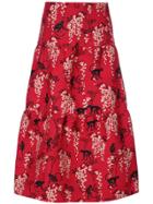 Red Valentino Embroidered Flared Midi Skirt