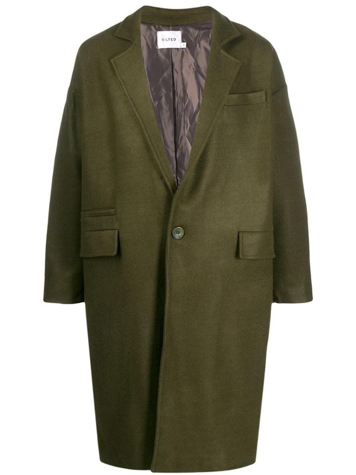 The Silted Company Oversized Single-breasted Coat - Green