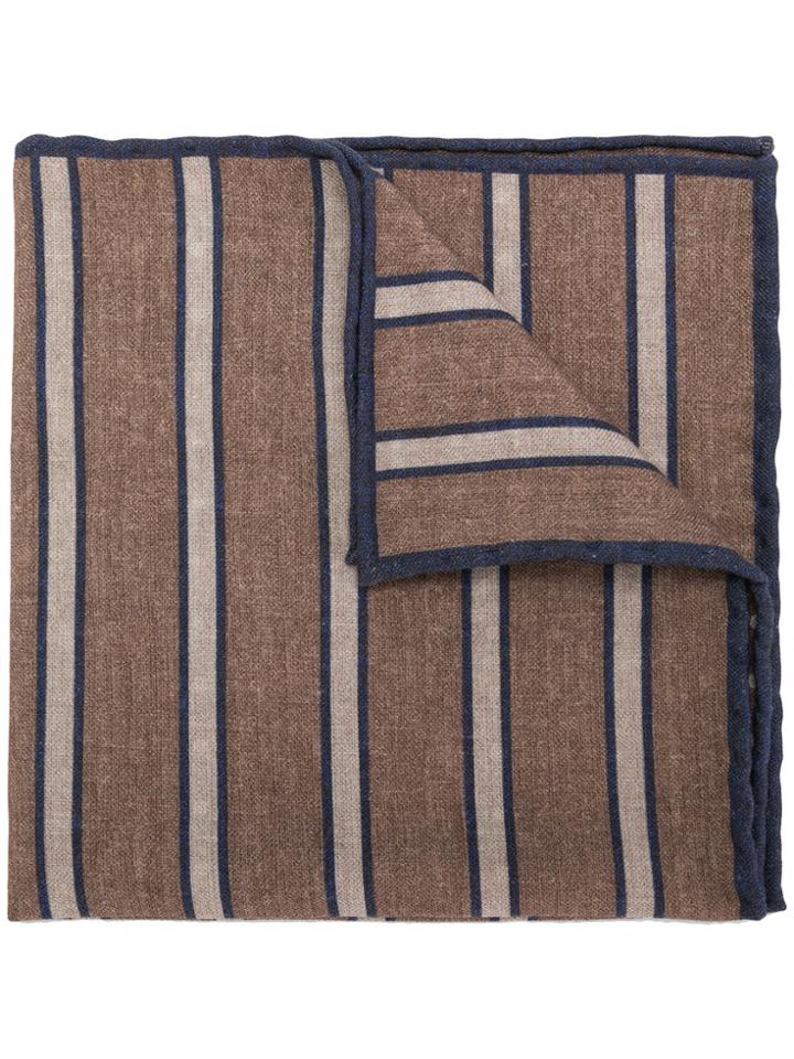 Eleventy Striped Print Scarf - Brown