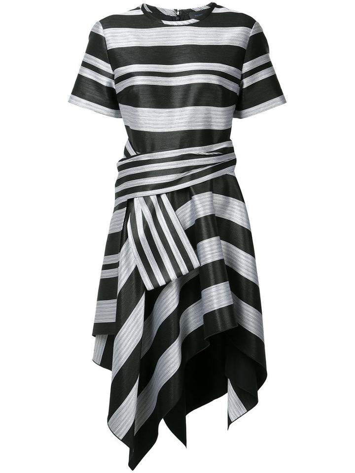 Proenza Schouler - Asymmetric Stripe Dress - Women - Silk/cotton/viscose - 4, Women's, Black, Silk/cotton/viscose