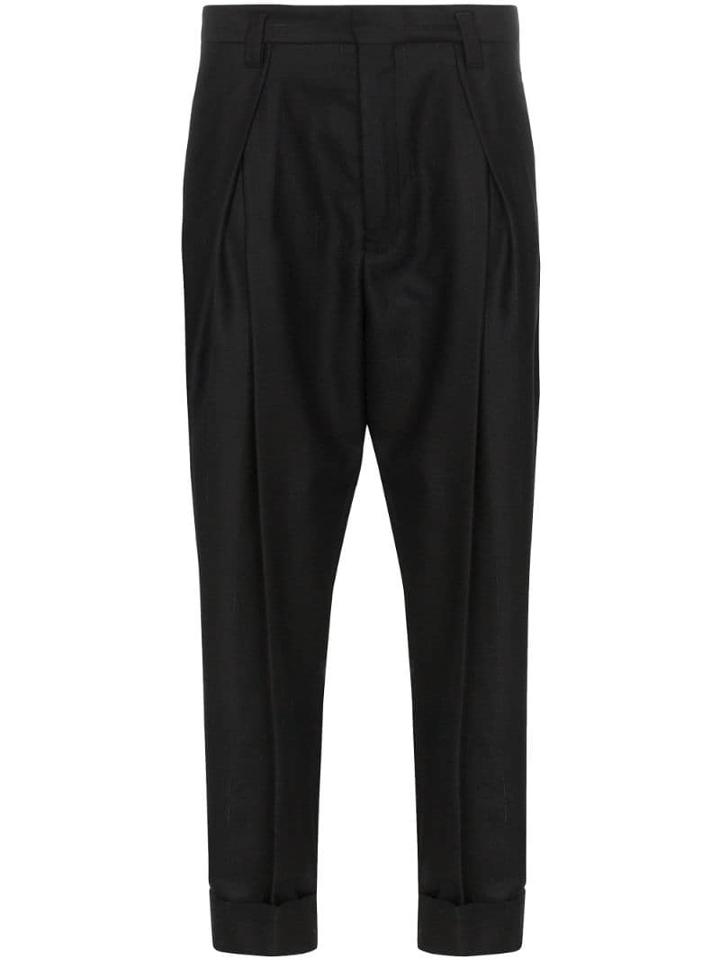Ann Demeulemeester Tapered-leg Turn-up Trousers - Black