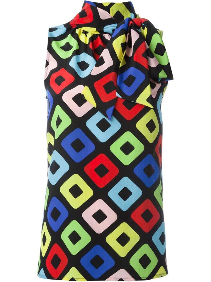 Boutique Moschino Pussy Bow Printed Top
