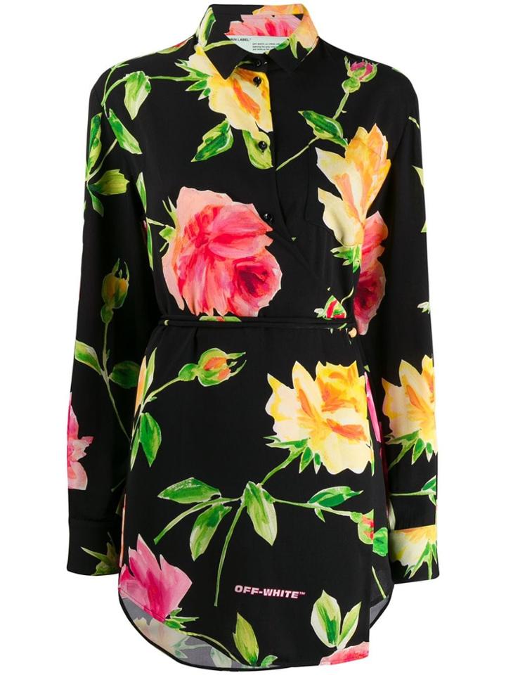 Off-white Floral Print Shirt - Black