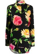 Off-white Floral Print Shirt - Black