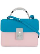 The Volon Colour Block Mini Satchel Bag - Pink & Purple