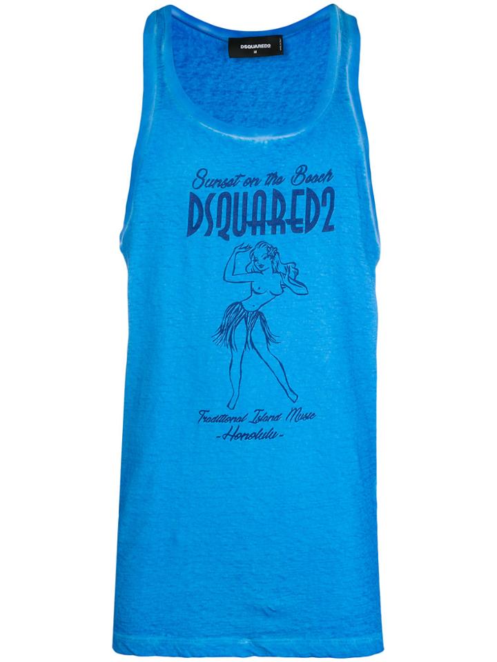 Dsquared2 Logo Patch Tank Top - Blue