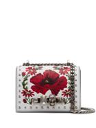 Alexander Mcqueen White And Red Jewelled Knuckleduster Cross Body Bag