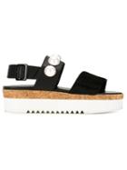 Muveil Faux Pearl Embellished Sandals, Women's, Size: 37, Black, Resin/calf Leather/horse Leather