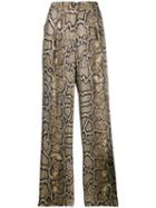 Victoria Beckham Snakeskin Effect Straight Trousers - Black
